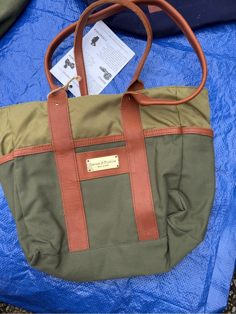 Sword & Plough Olive and Tan Canvas Tote Bag